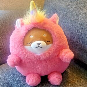 NWT Miniso Shiba Inu Dog Plush In Unicorn Onsie Pink Plush Stuffed Animal - RARE